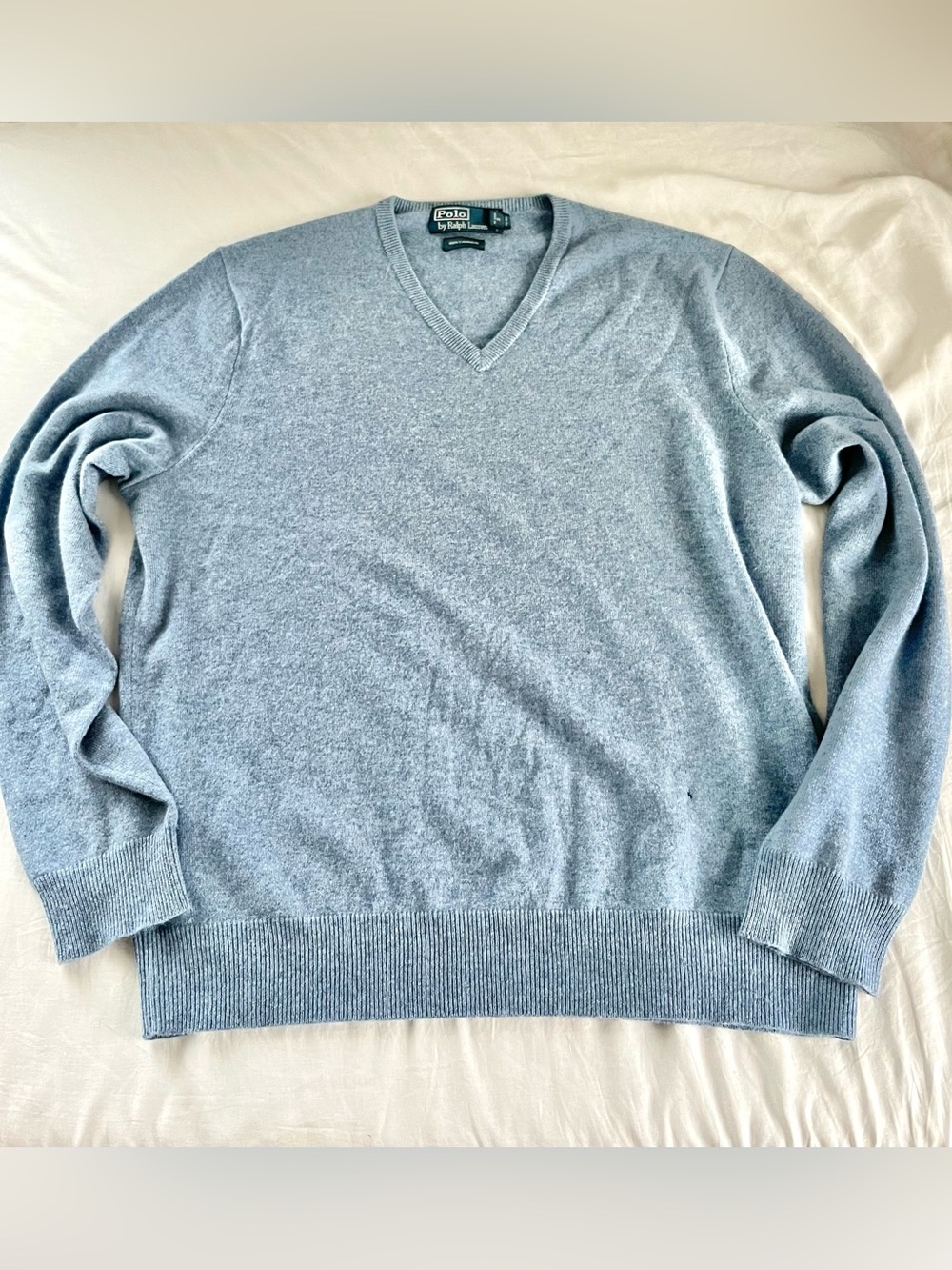 Polo Ralph Lauren 100% Cashmere V-Neck Sweater Blue Men’s XL